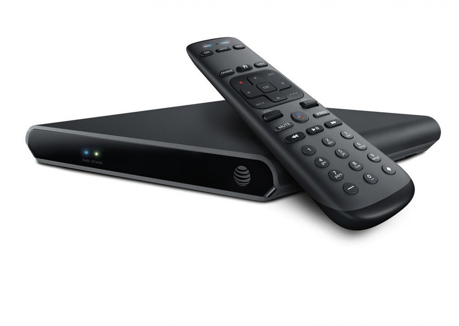 The AT&T TV set-top-box and remote.